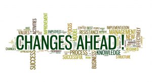 Banner presenting Change Management and phrases connected to it.